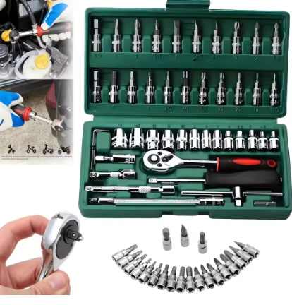 Workshop Tools Kit - 46pc Drive Socket Set 1/4 inch