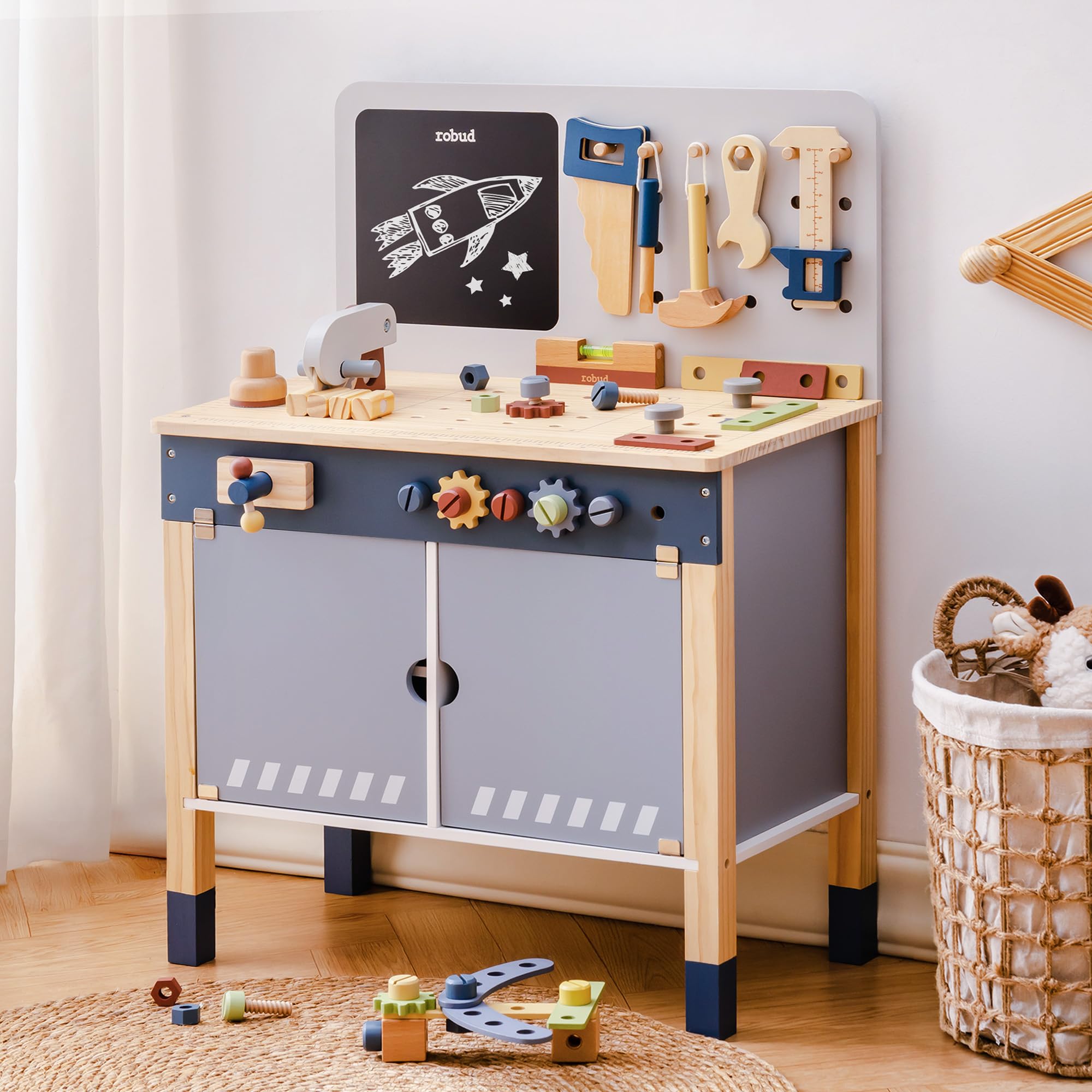 ROBUD Wooden Toy Workbench Pre - огляд і ціна Tools Workshop For Kids